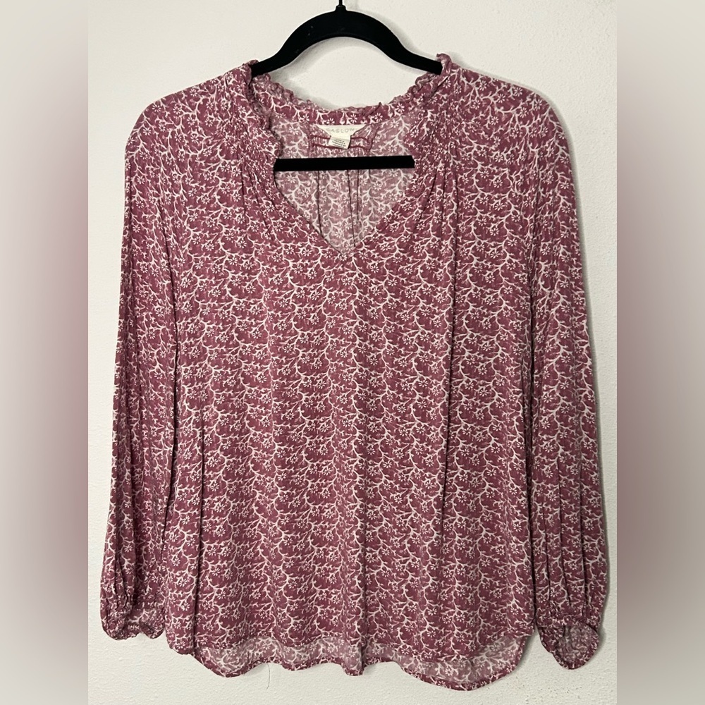Caslon Mauve Patterned Blouse Size Medium